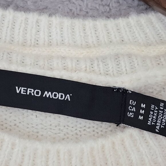 NWT Vero Moda Womens Cable Knit Sweater Medium Cream Polyester Polyamide  JPT - Picture 4 of 8